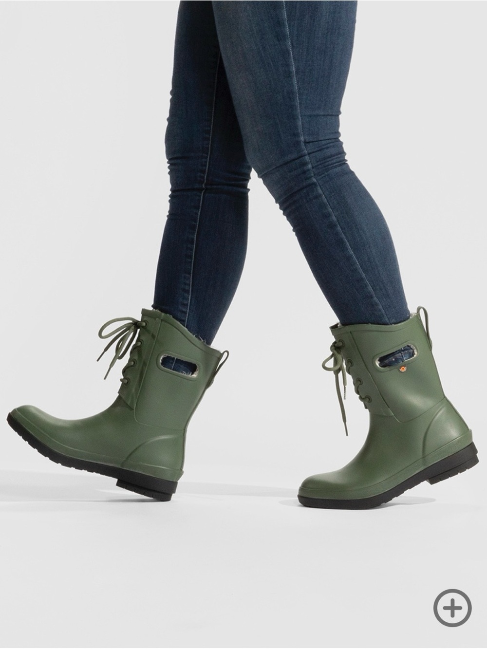 Bogs Amanda II Lace Up Rain Boots Jade Sage Green Lined Waterproof Womens Size 6
